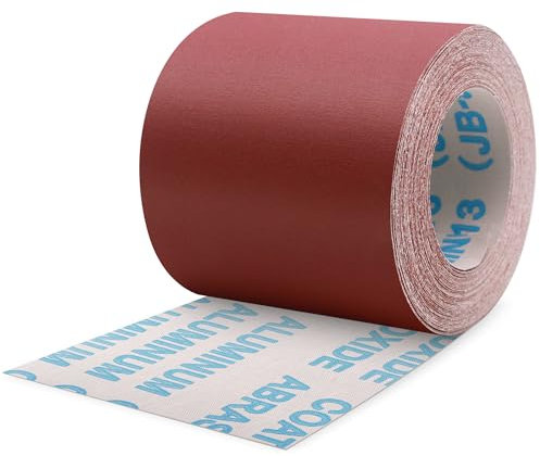 ZEHIQ Schleifpapier Rolle, Schleifpapierrollen Körnung 400, 100 mm x 10 m Schleifleinen Rolle für Handschleifer, Schwingschleifer, Schleifpapier für Holz, Metall, Farbe