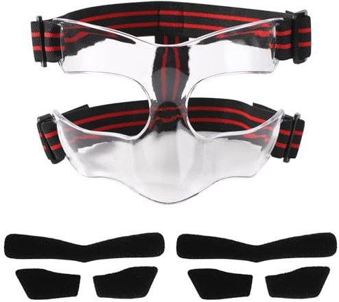 Broken Nose Face Guard, 5.9x3.74in Red & Black Sports Face Shield Nose Protector Nose Guard Face Mask with Padding Adjustable Face Shield for Basketball Soccer Baseball (Half Cover)