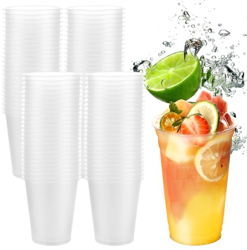 FWEEK 100 Stück Einwegbecher, Partybecher 360ml, Plastik Glühweinbecher, Mattierte Plastikbecher, Plastikbecher aus Kunststoff für Getränkepartys, Geburtstag, Hochzeit