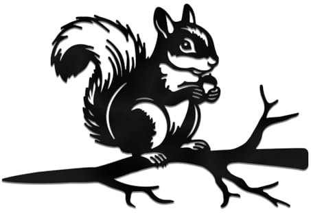 WADORN Eichhörnchen Auf AST Metall Yard Art Decor, Eichhörnchen Baum Silhouette Für Außenbereich Pfahl Baum Hof Garten Terrasse Außenbereich Geschenk Einweihung Heim Kunst Dekor