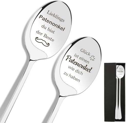 Lot de 2 cuillères à café gravées - Cadeau pour parrain - Cadeau pour parrain - Cadeau pour homme - Cadeau personnalisé - Cadeau de Noël