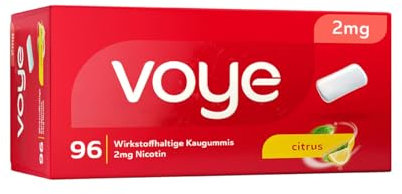 Voye Citrus 2mg | Nikotinkaugummi | Nicotin | Unterstützt die Raucherentwöhnung | Rauchen aufhören | Kaugummis mit frischem Zitrusgeschmack (96 Stück)