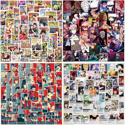 200pcs Mixed Anime Stickers, Trendy Various Anime Stickers, Classic Japanese Style Waterproof Vinyl Stickers for Laptop Luggage Skateboard, Teens