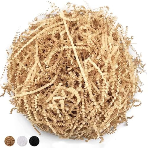 LYARCHTE Crinkle Paper Filler 5.2 oz, Crinkle Cut Paper Shred Filler Shredded TissueRaffia Grass Paper for Gift Basket Packing Bag Filler (Kraft)