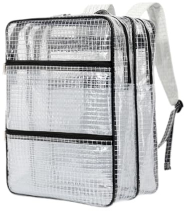 Colcolo Tool Backpack Cleanroom Accessories Multipurpose Practical Storage Organizer Mesh Transparent Bag for Industrial Repairman, White and Black, 35cmx20cmx45cm