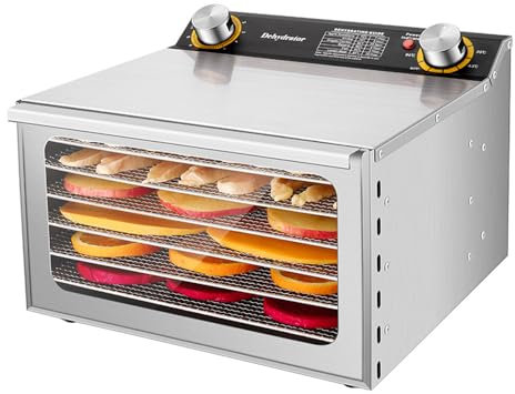 Déshydrateurs alimentaires Jerky 24H, minuterie 8 supports de séchage, 450W, 30-90 ℃, contrôle de la température réglable, fenêtre visible, usage domestique et commercial (6-stufiger EU-Stecker)