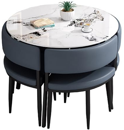 Modernes Besprechungstisch-Set für Esszimmer, 5-teiliges quadratisches/rundes Esstisch mit 4 Stühlen, moderne Möbel für kleine Räume