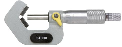 ASIMETO Bügelmessschraube zur 3-Punkt-Messung, Messbereich 5-25 mm | Ablesung 0,01 mm, nach DIN 863, Hartmetall-Messflächen, mit Ratsche und Einstellmaß, Messbereich 5-25 mm, inkl. Etui