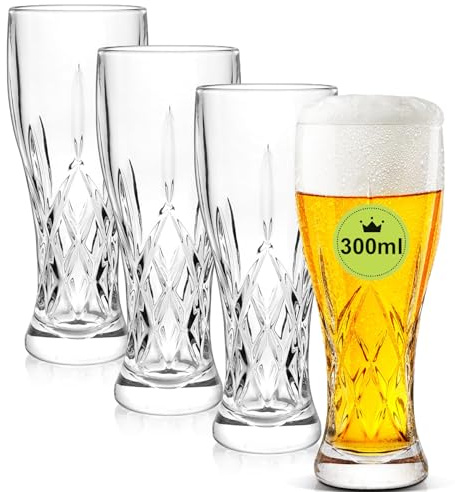 AXIM Juego de vasos de cerveza, vaso de cerveza de cristal artesanal, taza de cerveza Pilsner, vasos de cristal para el hogar, cocina, entretenimiento (4 piezas/330 ml)