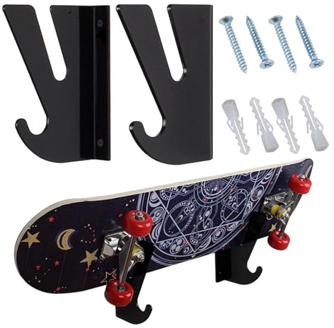 Skateboard Wall Mount – Horizontal Deck Display Rack, Wall Hanger Holder For Skateboards | Durable Metal Brackets With Easy Installation For Street Boards, Longboards, Snowboards, Ski Decks In Room