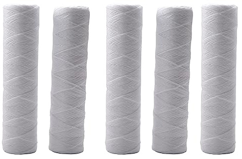 Cpolebev 5 Micrometri 10 X 2.5 Pollici Cartuccia Filtro Acqua Sedimenti Avvolti Stringa Filtrazione Sedimenti Casa Intera, Sostituzione Universale per Alloggiamento Ro 10 Pollici