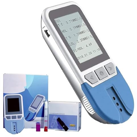 Mavdecll Cholesterin-Test-Meter, Lipid Test Meter Analyzer, 5 In 1 TC TG HDL LDL + 25 Teststreifen, 5 Indikatoren Messung, 500 Gruppen Datenspeicherung, Schnelle Ergebnisse, Für Zuhause Verwendung