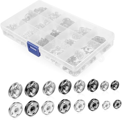 Hemobllo Cierres de Presión Metálicos para Coser, 100 Sets en Caja, Fácil de Combinar y Coser, para Proyectos de Bricolaje y Bolsas Tejidas