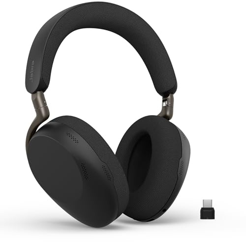Jabra Evolve3 85 Over-Ear Bluetooth Headset kabellos mit Mikrofon, Schwarz | Für Büro, USB-C, KI-Sprachanruf, Adaptive Aktive Geräuschunterdrückung, 25h Akku, für Meeting-Apps