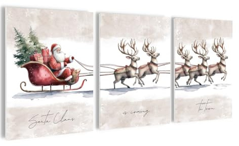 artissimo, Bilderset 3er-Set, PE6773-DS, Weihnachtsbilder 30x40 cm – Moderne Wanddeko Weihnachten 3-teilig | Weihnachtsdeko Innen | X-Mas | Bilder Poster Weihnachten für Wohnzimmer, Küche & Büro