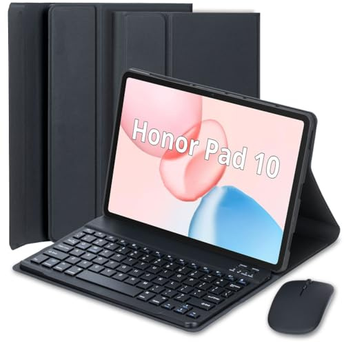 EHLCYS Funda con Teclado para Honor Pad 10 12,1 Pulgadas (Versión 2025), Español Ñ Teclado Bluetooth Inalámbrico Magnético Desmontable, Funda Protectora Ultrafina Multiángulo con Ratón