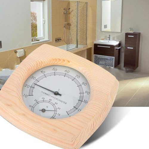 Gettimore Thermomètre hygromètre en bois pour sauna, salle de bain et hammam - Accessoire résistant aux hautes températures