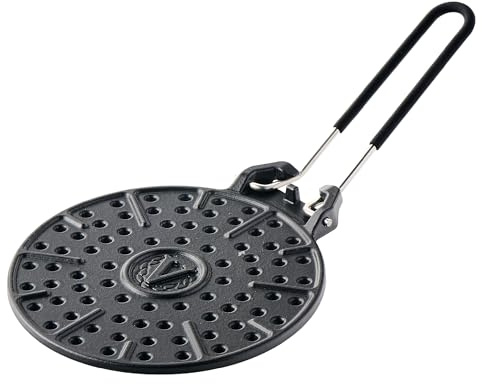 Victoria Parrilla para Arepas de Hierro Fundido Esmaltado, 20 cm, Antiadherente Natural, Arepera Libre PTFE Y PFOA, Asador Difusor de Calor Apto para Inducción, Vitrocerámica, Gas, Horno, Barbacoa