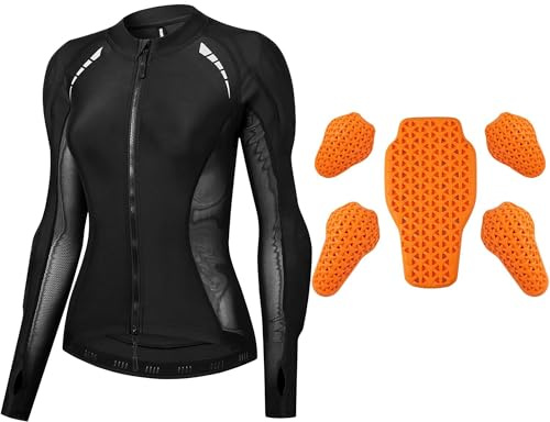 Coheritrix Chaqueta de Moto para Mujer, Transpirable Chaqueta blindada de Motocicleta, Elástica Camisa De Moto Mujer Verano para Montar Moto Bicicleta fitness en Desplazamientos diarios,Black-L
