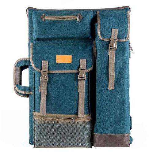 TRANSON Mochila portafolio de Lona para Artistas, tamaño Grande 66 x 49,5 cm, Verde Turquesa