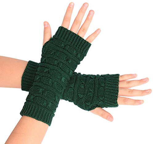 Amorar Winterhandschuhe Pluswärmer Mode Lange Fingerlose Handschuhe Fäustlinge Stricken Armstulpen Handwärmer Stulpen Armmanschette Daumenloch für Damen