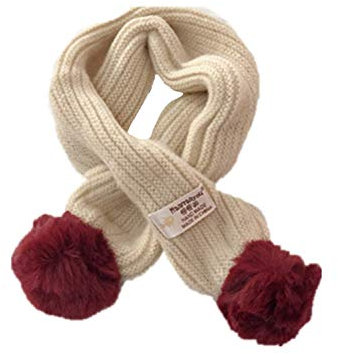 Weiqiao® Kinder-Schal aus Strick, wärmt den Winter, Dekoration, Kawaii, Bommelzubehör für Geschenk Mädchen Weihnachten Gr. Einheitsgröße, beige