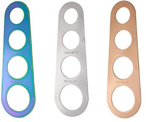 afdg Spaghetti Messgerät, 3 Stücke Spaghetti Lineal, Spaghetti Lineal aus Edelstahl zur Quantitativen Kontrolle der Nudelmenge, Geeignet für Familienküchen, Restaurants (3 Farben)