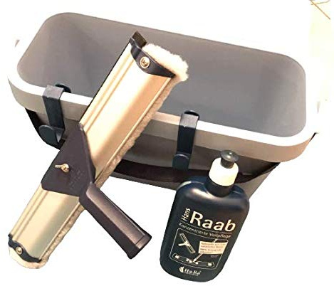 Ha-Ra Fensterreinigung Set: Fensterreiniger 32 cm, 500 ml Vollpflegekonzentrat und ERA 6 Liter Eimer mit 2 Clips