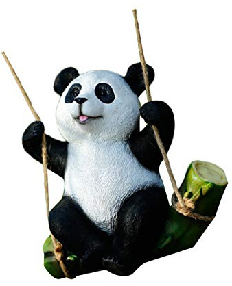 Yardwe Giardino Panda Statue in Resina Panda Bear Altalena Figurine Decorazione da Appendere Carino Animale Scultura Paesaggio Ornamento per Outdoor Yard Prato Patio Decor