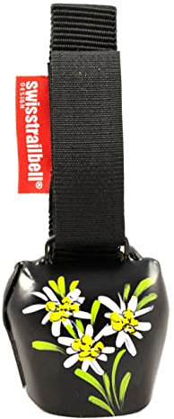 Das Original!! swisstrailbell® Edition Messing Deep Black, mit 3 Edelweiß, Trailbell, Fahrradglocke