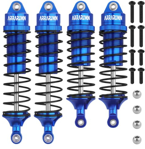 4-teiliges 1:10 Maßstab RC Auto Stoßdämpfer-Set für vorne und hinten, kompatibel mit 1/10 Traxxas Slash/Rustler/Stampede 4x4 4WD Upgrade-Ersatzteile#5862 (Blau)