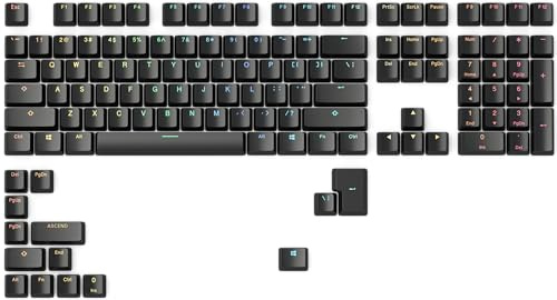GLORIOUS Gaming ABS Doubleshot 123-Keycap Set (ANSI) - Premium OEM Profile in Classic Black - Ideal for RGB Backlit Mechanical Keyboards