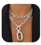 Tiantian Chunky Gold Statement Necklace - Punk Layered Cuban Link Necklaces for Women - Mom's Gift