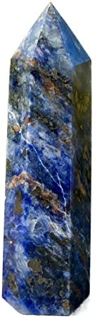 Sudemota Natürlicher Kristall rau 80 mm natürliche blau gestreifte Steinkristall-Obelisk-Quarz-Kristall-Energiesäule.Schöner Kristall