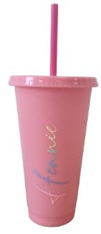 Personalised Cold Cup with Lid and Straw, Rainbow Name Cup (Mint Green)