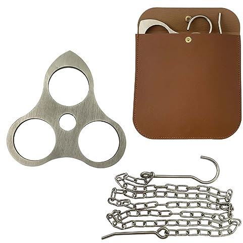 SUONE Stainless Steel Picnic Support Triangle,Suitable for Camping And Outdoor Cooking Triangle,Can Be Transformed Into a Tripod with Adjustable Chain Hanging Cookware,An Essential Outdoor Tool