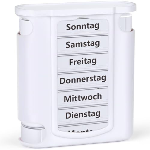 Opret Tablettenbox 7 Tage mit 4 Fächer für Morgens Mittags Abends Nachts, Medikamentenbox 7 Tage Pillenbox 7 Tage Pillendose 7 Tage Tablettendose Tabletten Wochenbox Tabletten Organizer Supplement Box
