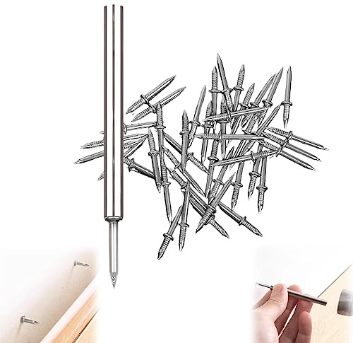 Lot de 100 clous à double tête pour plinthe sans couture - Sans trace - Clous en corne de mouton - Vis de sécurité invisibles avec outil de manchon spécifique (100 pièces)