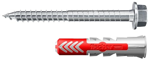 fischer Duopower 8 x 40 S with ETA, Universal dowels with Safety Screw, 2-Component dowels, Plastic dowels for attaching to Concrete, Bricks, Stone, plasterboard and Much More, 50 dowels + 50 Screws
