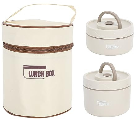 Luqeeg Caja de Acero Inoxidable 304, Portátil para Adultos con Bolsa Térmica, Lonchera Apilable Separada, Contenedor de Comida Aislado a Prueba de Fugas, Lonchera Térmica (2 Piezas)