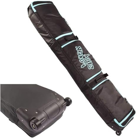 CEKOCK Vollständig gepolsterte Snowboardtasche auf Rollen, Skischuh- und Helmtasche mit Mehreren Fächern, perfekt for die Reise, tragbare Snowboardtasche (Color : 180cm Black)