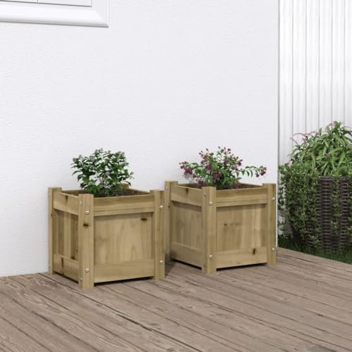 Homgoday Fioriere da Giardino 2 pz in Legno di Pino Impregnato, Fioriera Grigliato per Giardino, Fioriera da Esterno,Fioriera Balcone j