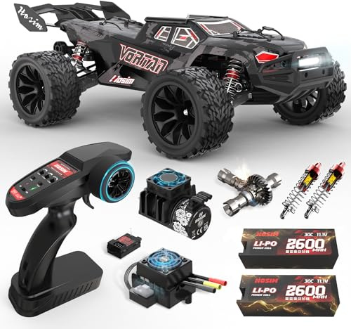Hosim 1/8 Brushless RC Auto Offroad 4WD,75KMH RC Buggy für Hobby Erwachsene | 3660 Brushless Motor, 80A ESC,2 3S 2600mAh 30 Min,Vorne-Mitte-Hinten Chromstahl-Schrägkegel-Diff,9KG Lenkservo,AT-Gummireifen