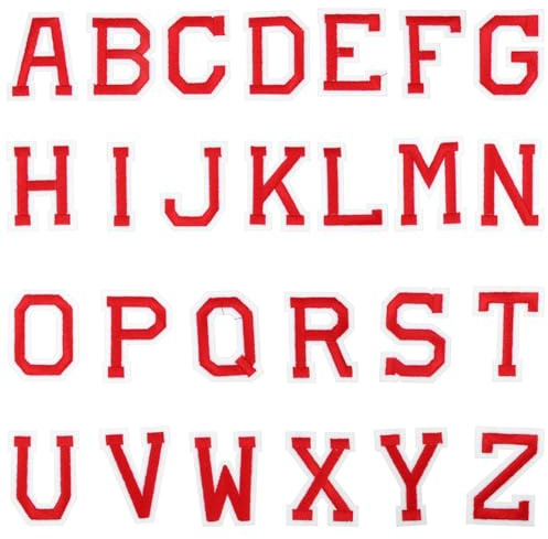 Operitacx Bügelbuchstaben Rot a-Z 26 Stück Aufnäher Zum Aufbügeln Für Kleidung Taschen Hüte Diy Textilpatches