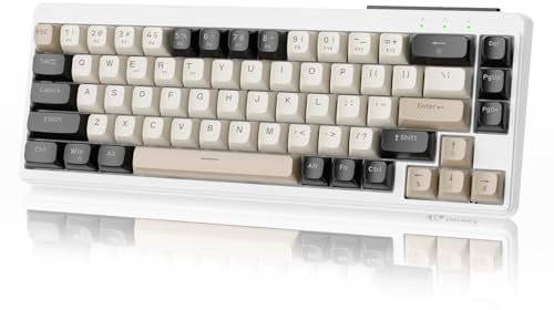 ZIYOU LANG×FREEWOLF M68 Tastiera Gaming Wireless, 60% Tastiera a Membrana Compact con 2.4Ghz/BT5.1/USB-C,Mini 19 Tasti Anti-Ghosting,QWERTY Layout - Grigio
