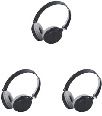 Tityvirnix 3 set Universal Laptop Wired Headphone Office Portable Foldable Headset HiFi Sound Stereo Adjustable Earphone Desktop PC Black without Mic
