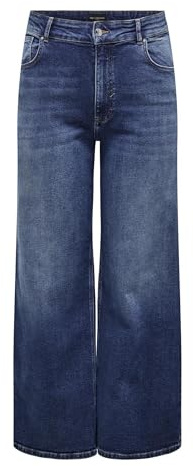 ONLY CARMAKOMA Carjuicy Hw Wide Leg Rea255, Mörkblå denim, 48W / 32L