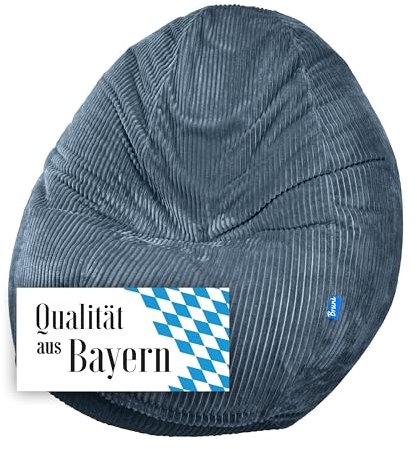 Bruni Classico Cord M in Dunkelblau – großer Indoor-Sitzsack mit Innenhülle und Füllung, in Deutschland gefertigt