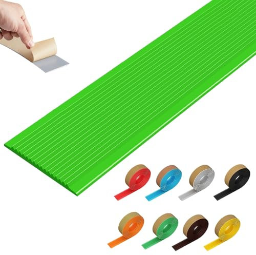 PVC Treppenkantenprofil Antirutsch-Profil Winkelprofil, Treppenkantenprofil Selbstklebend, Treppen-Winkelprofil Mit Rillen, Für Außen-und Innentreppen, Bodenprofil Ungelocht Zum Kleben(Green,1.7m/66.9