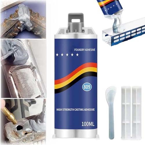 Snrtevu Kochkunsq Metallreparaturkleber, Edelstahl Kupfer Aluminium Lochrissreparaturkleber, Metallkleber Hitzebeständig, Metallkleber Extra Stark Wasserfest Hitzebeständig (1PC-100G)
